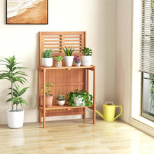 Load image into Gallery viewer, 26.5 In. W X 44 In. H Natural Wood Potting Bench Waterproof Garden Table with 2-Tier Open Storage Shelf