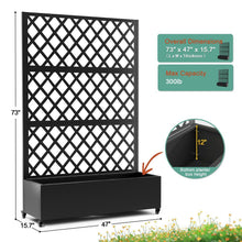 Load image into Gallery viewer, 47 In. X 16 In. X 71 In. Black Metal Garden Planter Box with Trellis-Grow Cucumbers and Climbing Plants