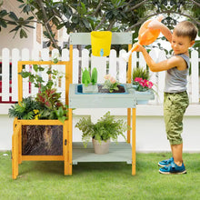 Load image into Gallery viewer, Wooden Potting Bench for Kids with See-Through Window Planter Box Garden Trellis