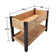 Load image into Gallery viewer, Cedar Wood Elevated Raised Garden Bed with Shelf and Vinyl Legs (45.5 In. L X 24 In. W X 32 In. H)