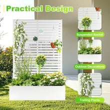 Load image into Gallery viewer, 47 In. X 16 In. X 71 In. White Metal Raised Garden Planter Box with Trellis for Climbing Plants and Cucumbers