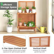 Load image into Gallery viewer, 26.5 In. W X 44 In. H Natural Wood Potting Bench Waterproof Garden Table with 2-Tier Open Storage Shelf