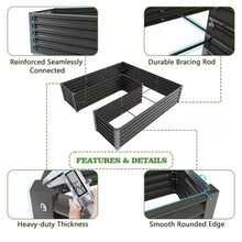 Load image into Gallery viewer, 74 In. U-Shaped Gray Metal Planter Box Raised Garden Bed for Planting Vegetables Flowers