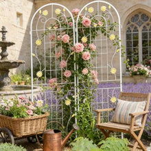 Load image into Gallery viewer, 71 In. Cream White Metal Garden Trellis for Climbing Plants Rustproof Outdoor Flower Support (4-Pack)