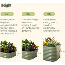 Load image into Gallery viewer, 32 In. Extra Tall 4 in 1 3.5 Ft. X 3.5 Ft. Modular Metal Oval Raised Garden Bed- Modern Gray
