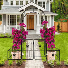 Load image into Gallery viewer, 86.6 In. Black Metal Garden Trellis Climbing Plants Support Rose Arch Outdoor Arch