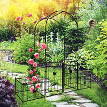 Load image into Gallery viewer, 86.6 In. Black Metal Garden Trellis Climbing Plants Support Rose Arch Outdoor Arch