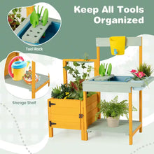 Load image into Gallery viewer, Wooden Potting Bench for Kids with See-Through Window Planter Box Garden Trellis