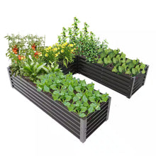 Load image into Gallery viewer, 74 In. U-Shaped Gray Metal Planter Box Raised Garden Bed for Planting Vegetables Flowers