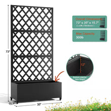 Load image into Gallery viewer, 35 In. X 16 In. X 71 In. Black Metal Raised Garden Planter Box with Trellis for Climbing Plants &amp; Cucumbers