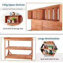 Load image into Gallery viewer, 46.9 In. W X 65 In. H Outdoor Potting Bench Table Garden Potting Bench with 4-Storage Shelves and Side Hook in Natural