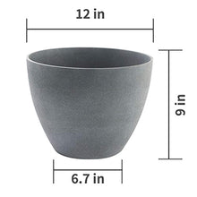 Load image into Gallery viewer, Flower Pot Garden Planters 12&quot; - 2 Pack Outdoor Indoor, Unbreakable Resin Plant Containers with Drain Hole, Grey