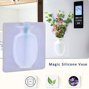 Sundlight Silicone Magic Vase Wall-Mounted Small Vase Sticky Vase Stick on The Wall,Flower Container for Home and Offices,Reusable Flower Pot fit Decor