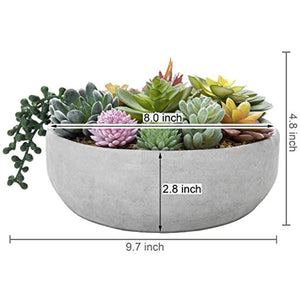 MyGift 8-Inch Artificial Succulent Plant Arrangement in Concrete Pot
