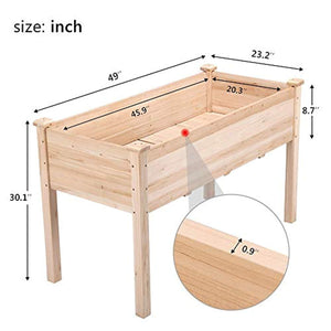 Yaheetech Wooden Raised/Elevated Garden Bed Planter Box Kit for Vegetable/Flower/Herb Outdoor Gardening Natural Wood, 48.8 x 23 x 29.9'' (LxWxH)