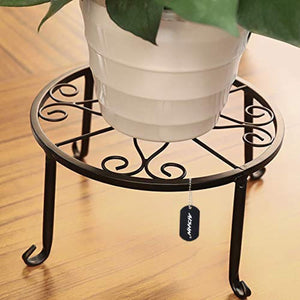 AISHN Metal Plant Stand 4 in 1 Potted Irons Planter Supports Floor Flower Pot Round Rack Display with Scroll Pattern Perfect for Home, Garden, Patio