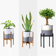 Load image into Gallery viewer, 10’’ Plant Pot by HOMENOTE, Modern Large Planter with Drainage Plug - Gold and Grey Detailing - Perfect Fits Mid Century Plant Stand