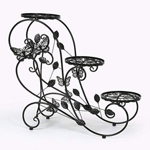 Funmall 3-Tiered Plant and Flower Stand Plant Flower Pot Rack with Classic Design,Black