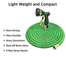 Load image into Gallery viewer, NGreen Expandable and Flexible Garden Hose - 25/50/75/100 Feet Strongest Triple Core Latex and Solid Brass Fittings Free Spray Nozzle 3/4 USA Standard Easy Storage Kink Free Water Hose (25 FT)