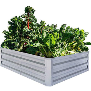 FOYUEE Galvanized Raised Garden Beds for Vegetables Metal Planter Boxes Outdoor Large Patio Bed Kit Planting Herb, 6x3x1ft