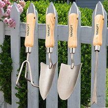 Load image into Gallery viewer, YAPASPT Gardening Tools - 4 Piece Stainless Steel Heavy Duty Hand Kit - Rust Resistant Trowel Cultivator Weeder Sets for Flower and Vegetable Plants Care