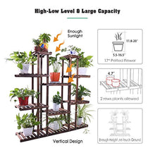 Load image into Gallery viewer, Ufine 9 Tier Wood Plant Stand 47.2&quot; High Widen Carbonized 17 Potted Flower Pot Organizer Shelf Display Rack Holder for Indoor Outdoor Patio Garden Corner Balcony Living Room