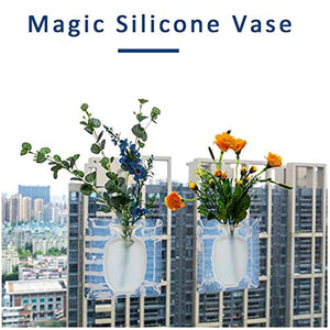 Sundlight Silicone Magic Vase Wall-Mounted Small Vase Sticky Vase Stick on The Wall,Flower Container for Home and Offices,Reusable Flower Pot fit Decor