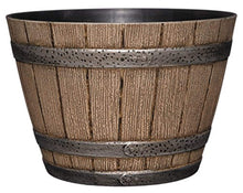 Load image into Gallery viewer, Whiskey Barrel Planter, Distressed Oak, 9&quot; (Durable high density resin construction)