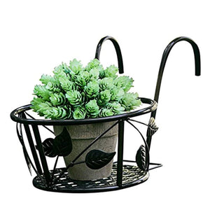 Tosnail Iron Art Hanging Baskets Flower Pot Holder - Great for Patio Balcony Porch or Fence - Pack of 3 (Black)