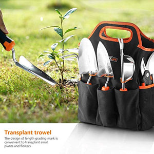 TACKLIFE Garden Tools Set-7 Piece Stainless Steel Heavy Duty kit, GGT4A, Black and Orange