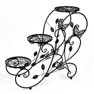 Funmall 3-Tiered Plant and Flower Stand Plant Flower Pot Rack with Classic Design,Black