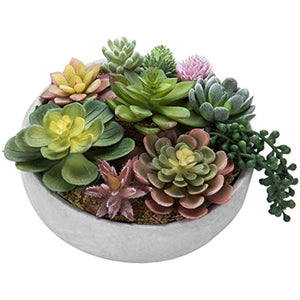 MyGift 8-Inch Artificial Succulent Plant Arrangement in Concrete Pot