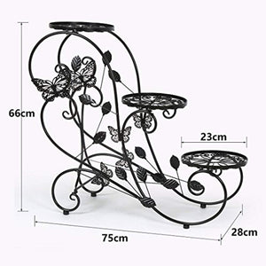 Funmall 3-Tiered Plant and Flower Stand Plant Flower Pot Rack with Classic Design,Black