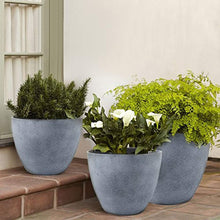 Load image into Gallery viewer, Flower Pot Garden Planters 12&quot; - 2 Pack Outdoor Indoor, Unbreakable Resin Plant Containers with Drain Hole, Grey