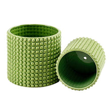 Load image into Gallery viewer, Set of 2 Pistachio Green Ceramic Hobnail Textured Planters, Vintage-Style Flower Pots
