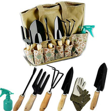 Load image into Gallery viewer, Scuddles Garden Tools Set - 8 Piece Heavy Duty Gardening tools With Storage Organizer, Ergonomic Hand Digging Weeder, Rake, Shovel, Trowel, Sprayer, Gloves Gift for Men &amp; Women