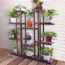 Load image into Gallery viewer, Ufine 9 Tier Wood Plant Stand 47.2&quot; High Widen Carbonized 17 Potted Flower Pot Organizer Shelf Display Rack Holder for Indoor Outdoor Patio Garden Corner Balcony Living Room