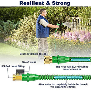 50ft Retractable Upgraded Garden Hose All New 2019 Perfect Leak-Proof 3/4 Solid Brass Fitting Easy Storage with 9Function High Pressure Lightweight Watering Spray Nozzle Flexible Expandable Hose