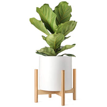 Load image into Gallery viewer, Mkono Plant Stand Mid Century Wood Flower Pot Holder Display Potted Rack Rustic Decor, Up to 10 Inch Planter (Plant and Pot NOT Included), Brown