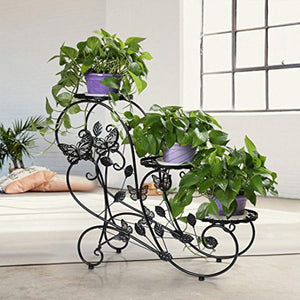 Funmall 3-Tiered Plant and Flower Stand Plant Flower Pot Rack with Classic Design,Black