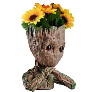 Guardians of The Galaxy Groot Pen Pot Tree Man Pens Holder or Flower Pot with Drainage Hole Perfect for a Tiny Succulents Plants and Best Christmas Gift Idea 6"