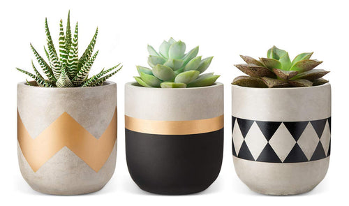 Mkono 3 Inch Mini Cement Succulent Planter Modern Concrete Cactus Plant Pots Small Clay Indoor Herb Window Box Container for Home and Office Decor, Set of 4 (Plant NOT Included)