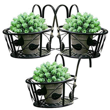 Load image into Gallery viewer, Tosnail Iron Art Hanging Baskets Flower Pot Holder - Great for Patio Balcony Porch or Fence - Pack of 3 (Black)