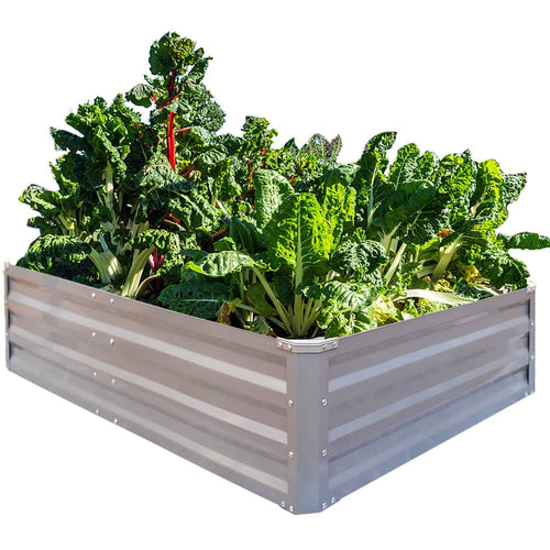 FOYUEE Galvanized Raised Garden Beds for Vegetables Metal Planter Boxes Outdoor Large Patio Bed Kit Planting Herb, 6x3x1ft