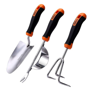 TACKLIFE Garden Tools Set-7 Piece Stainless Steel Heavy Duty kit, GGT4A, Black and Orange