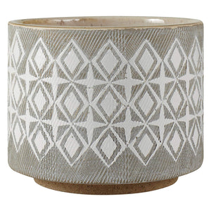 Rivet Geometric Ceramic Indoor Outdoor Large Planter Flower Pot - 8.7 Inch, White and Grey